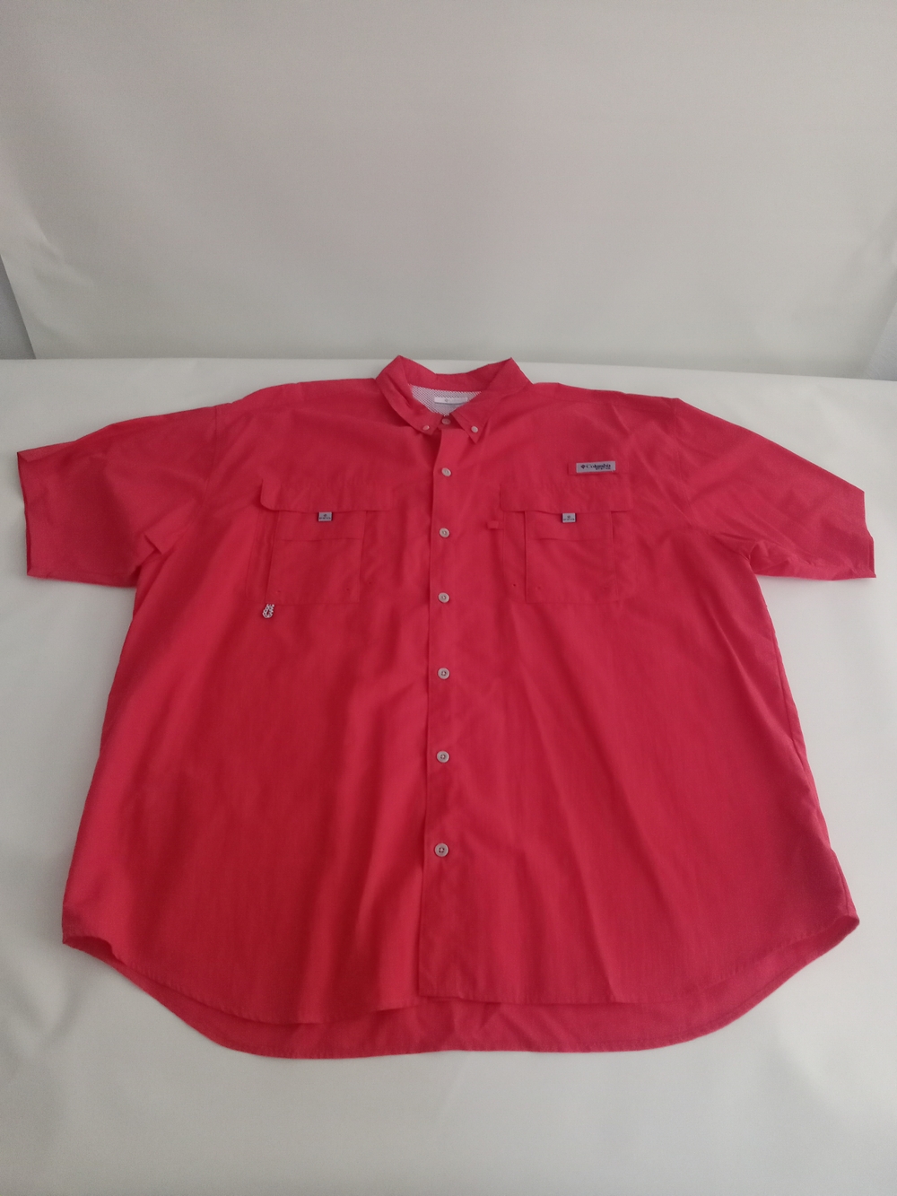 Columbia Men’s Omni Shade Vented Short Sleeve Button-Up Shirt Coral Red Sz XXL